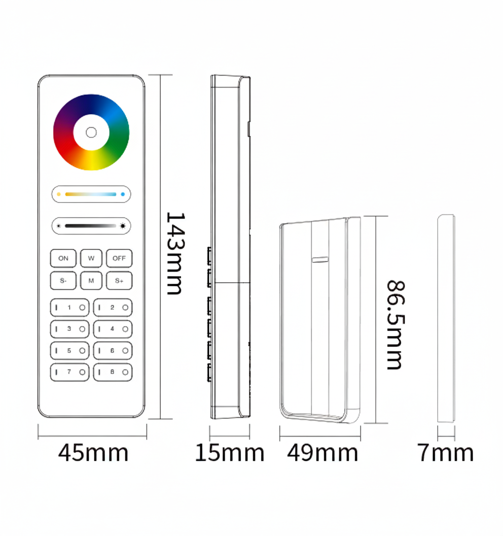 8 Zone RGB-CCT Remote Control Black - Image 2
