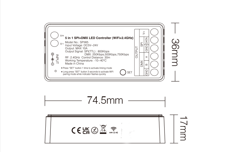 5 In 1 SPI & DMX WiFi App/RF Receiver - Image 2